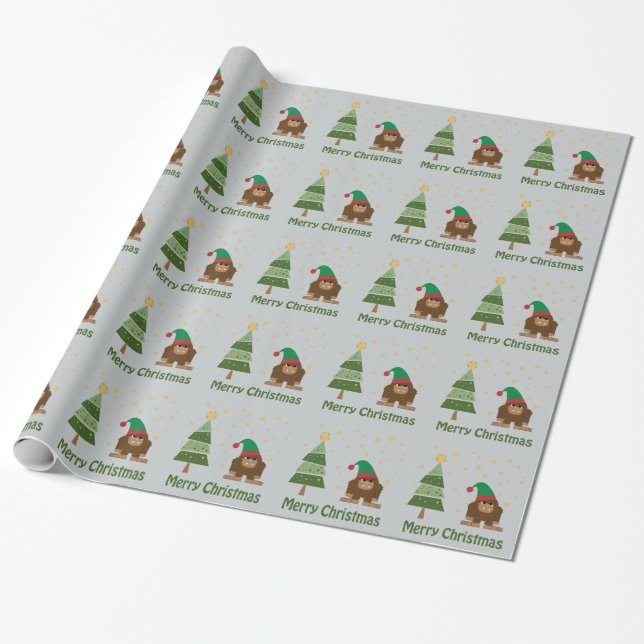 Frohe Weihnachten Bigfoot Geschenkpapier (Ungerollt)
