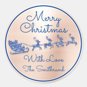 Frohe Weihnachten bis von Blue Santa Reindeer BLUS Runder Aufkleber