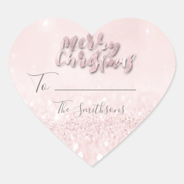 Frohe Weihnachten bis...von Holiday Rosa Herz Herz-Aufkleber (Vorderseite)