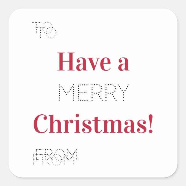 Frohe Weihnachten bis Von Roter Typografie Geschen Quadratischer Aufkleber (Vorderseite)