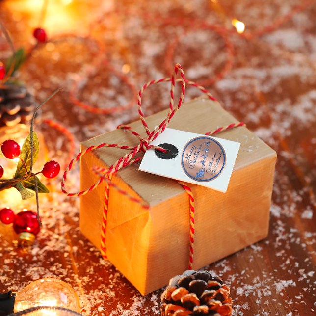 Frohe Weihnachten bis zum blauen Navy-Glitzer Sant Runder Aufkleber (Merry Christmas To From Blue Navy Glitter Santa Classic Round Sticker )