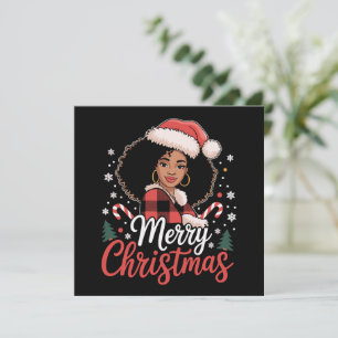 Frohe Weihnachten Black African Girl Weihnachtsman