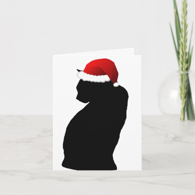Frohe Weihnachten Black Cat Santa Cards (Vorderseite)