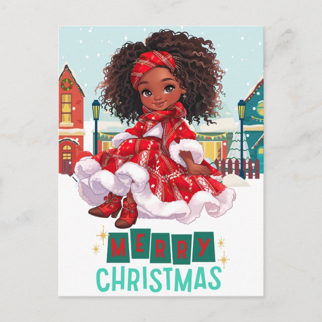 Frohe Weihnachten Black Girl Magic Melanin Weihnac Postkarte (Vorderseite)
