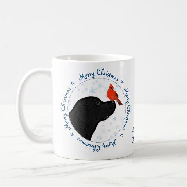 Frohe Weihnachten Black Labrador Kaffeetasse (Links)