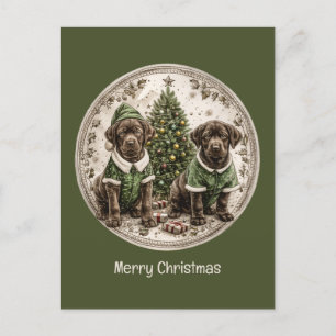 Frohe Weihnachten Black Labrador Retriever Welpe Postkarte