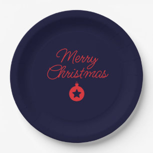Frohe Weihnachten Black Rock Blue Classical Einzig Pappteller