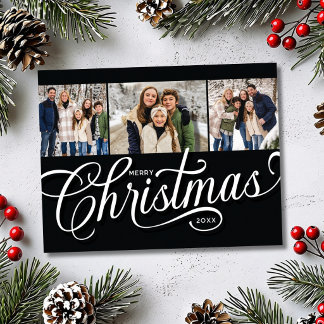 Frohe Weihnachten Black Script Familie 3 Foto