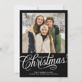 Frohe Weihnachten Black Script Familienfoto