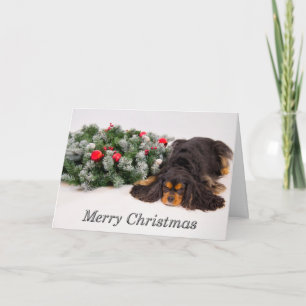 Frohe Weihnachten Black & Tan King Charles Karte