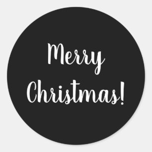 Frohe Weihnachten Black & White Typografie Runder Aufkleber