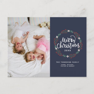 Frohe Weihnachten Blau Foto Holiday Card