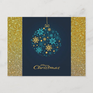 Frohe Weihnachten Blau/Gold-Ornament