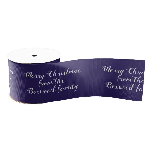 Frohe Weihnachten Blau saisonale Gruß Custom Text Ripsband (Spule)