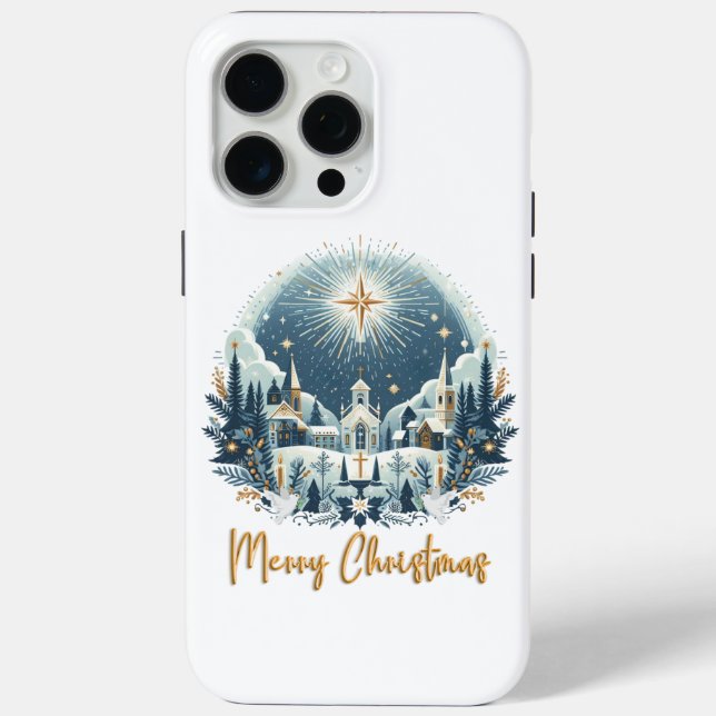 Frohe Weihnachten Blau und Gold Case-Mate iPhone Hülle (Rückseite)