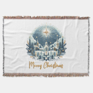 Frohe Weihnachten Blau und Gold Decke