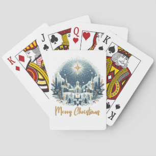 Frohe Weihnachten Blau und Gold Spielkarten