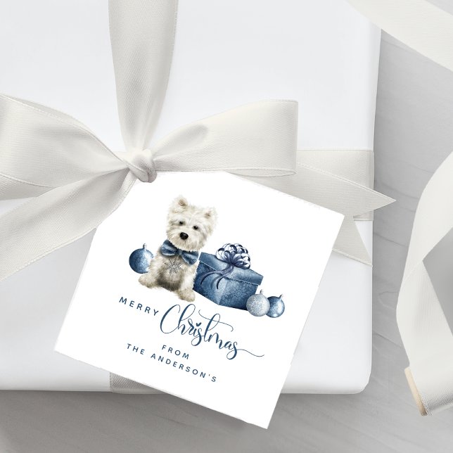 Frohe Weihnachten Blau, Weiß, Silberfest Welpe Geschenkanhänger (Von Creator hochgeladen)