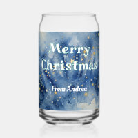 Frohe Weihnachten blau weiße Sterne Wasserfarbe ge