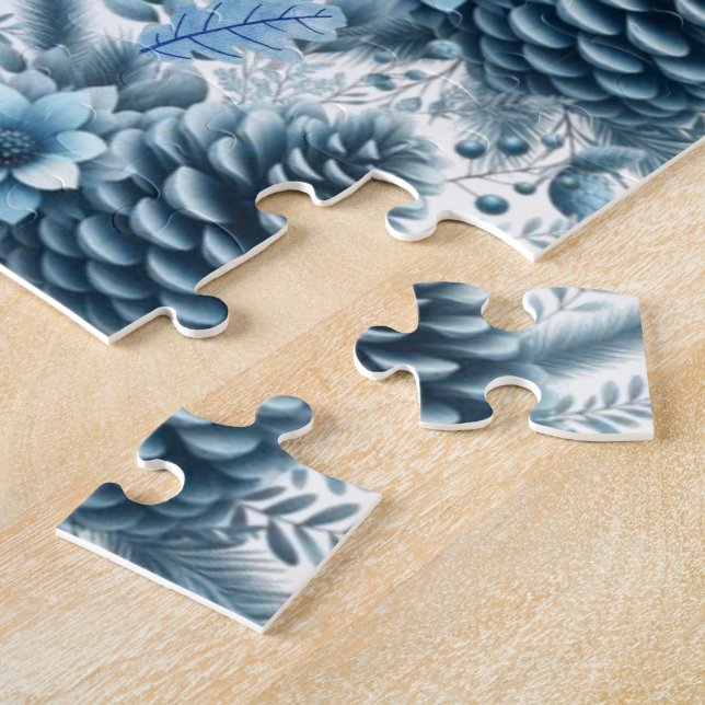 Frohe Weihnachten Blaue Pinienzapfen  Puzzle (Seite)