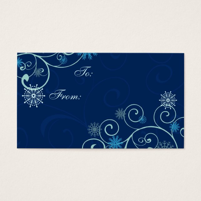 Frohe Weihnachten Blaue Schneeflocken Gift Tags (Vorderseite)