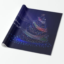 Frohe Weihnachten Blauer Weihnachtsbaum Farbenfroh Geschenkpapier