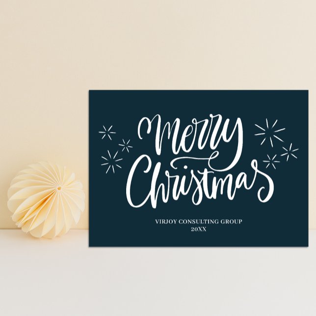 Frohe Weihnachten Blue Calligraphy Business Modern (Von Creator hochgeladen)