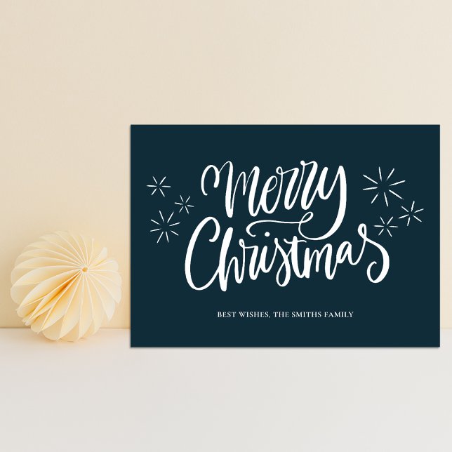 Frohe Weihnachten Blue Calligraphy Modernes Non-Fo (Von Creator hochgeladen)