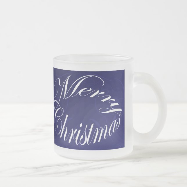 Frohe Weihnachten Blue Holiday Glass Tasse Set (Rechts)