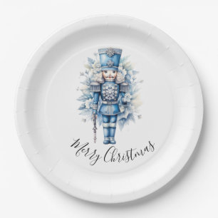Frohe Weihnachten Blue Nutcracker Pappteller