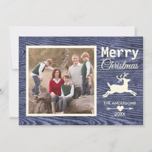 Frohe Weihnachten Blue Rustic Wood Family Foto