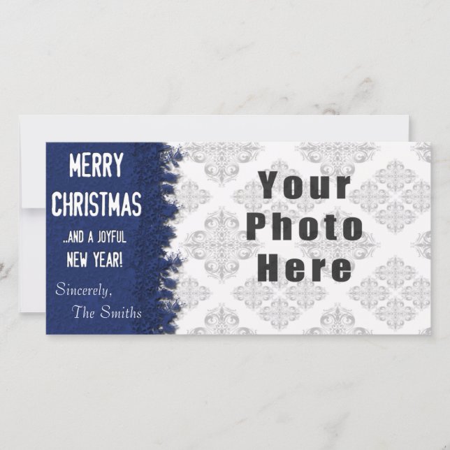 Frohe Weihnachten Blue Snowflake (Vorderseite)