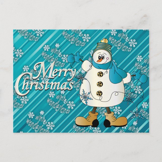 Frohe Weihnachten Blue Snowman (Vorderseite)