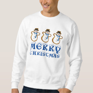 Frohe Weihnachten Blue Snowman Cookie Ugly Sweater Sweatshirt