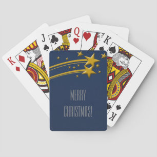 Frohe Weihnachten! Blue Starry Night Golden Stars Spielkarten