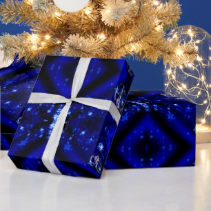 Frohe Weihnachten Blue Stars Bauble Ornaments Geschenkpapier