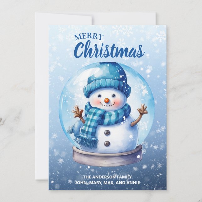 Frohe Weihnachten Blue White Snowman (Vorderseite)