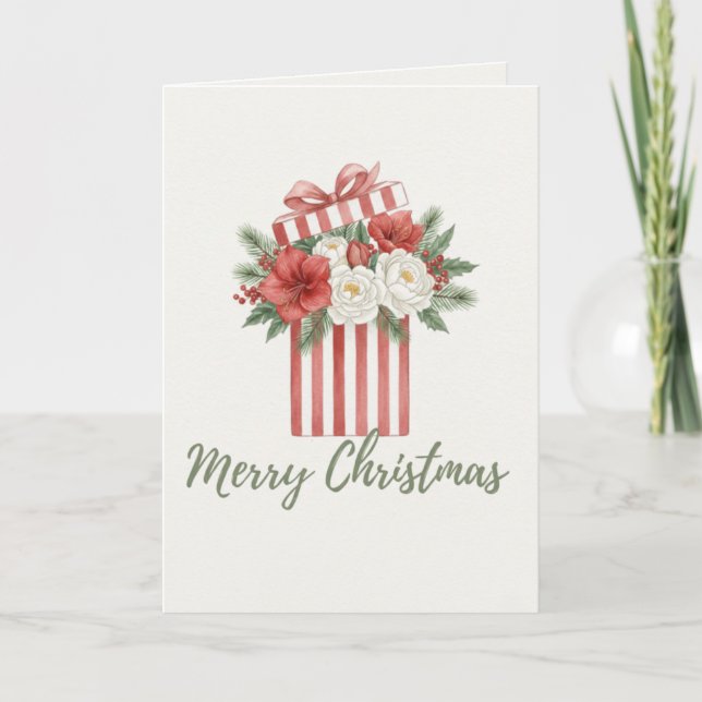 Frohe Weihnachten Blumen Geschenkbox Karte (Vorderseite)