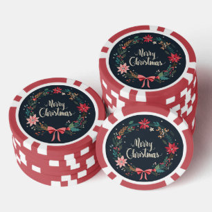 Frohe Weihnachten Blumenreath Pokerchips