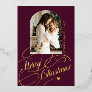 Frohe Weihnachten Bogen Foto echte Burgunderrot Go Folien Feiertagskarte