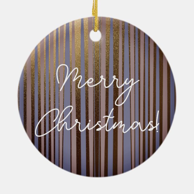 Frohe Weihnachten Boho Gold Glitzer Pink Lilac Keramik Ornament (Hinten)