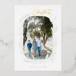 Frohe Weihnachten Boho Watercolor Frame Light Folien Feiertagskarte