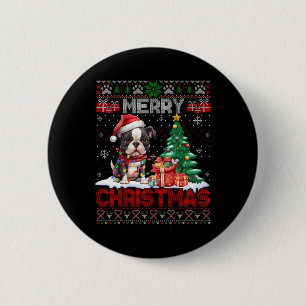 Frohe Weihnachten Boston Terrier Dog liebt Ugly Xm Button