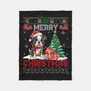 Frohe Weihnachten Boston Terrier Dog liebt Ugly Xm Fleecedecke