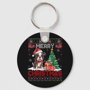 Frohe Weihnachten Boston Terrier Dog liebt Ugly Xm Schlüsselanhänger