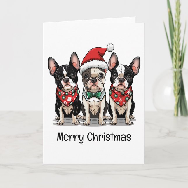 Frohe Weihnachten Boston Terrier Dogs (Vorderseite)