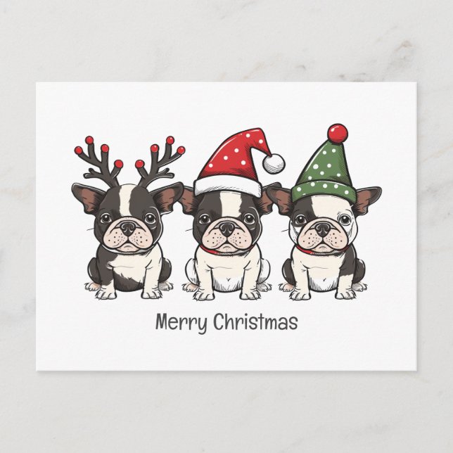Frohe Weihnachten Boston Terrier Dogs (Vorderseite)