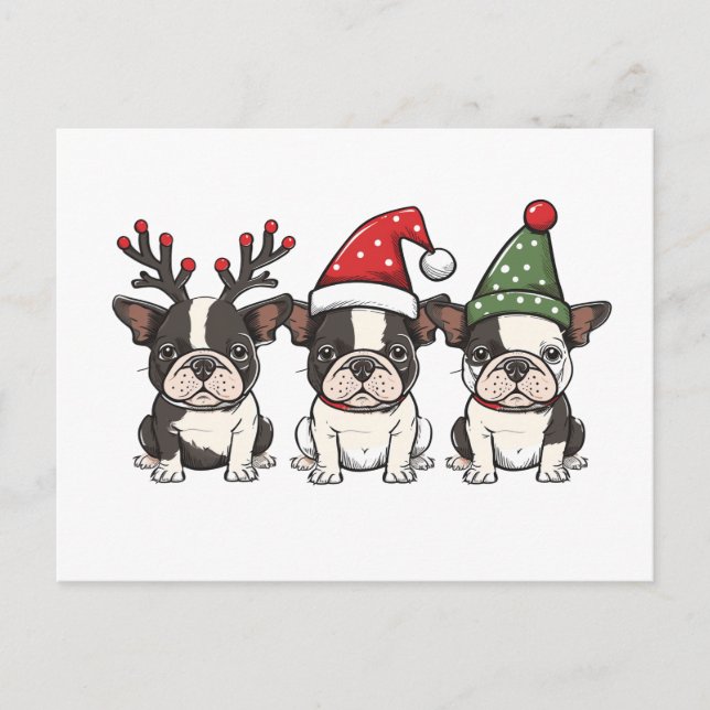 Frohe Weihnachten Boston Terrier Dogs (Vorderseite)
