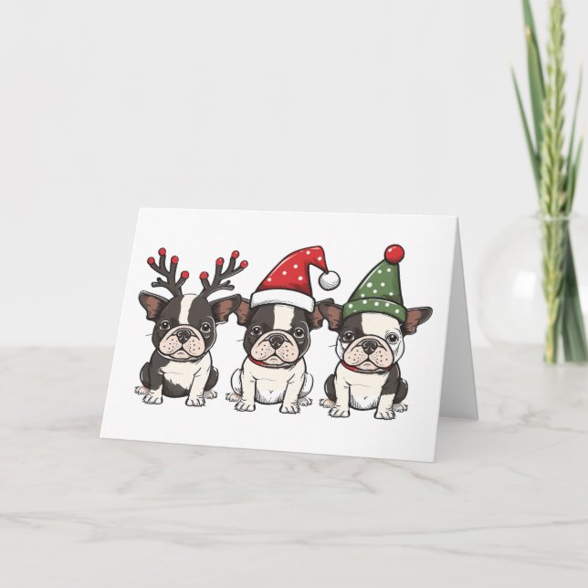 Frohe Weihnachten Boston Terrier Dogs (Vorderseite)
