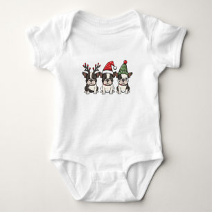 Frohe Weihnachten Boston Terrier Dogs Baby Strampler